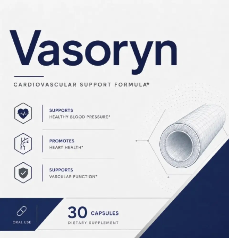 Vasoryn Etikett mit Verzehrempfehlung und Supplement Facts